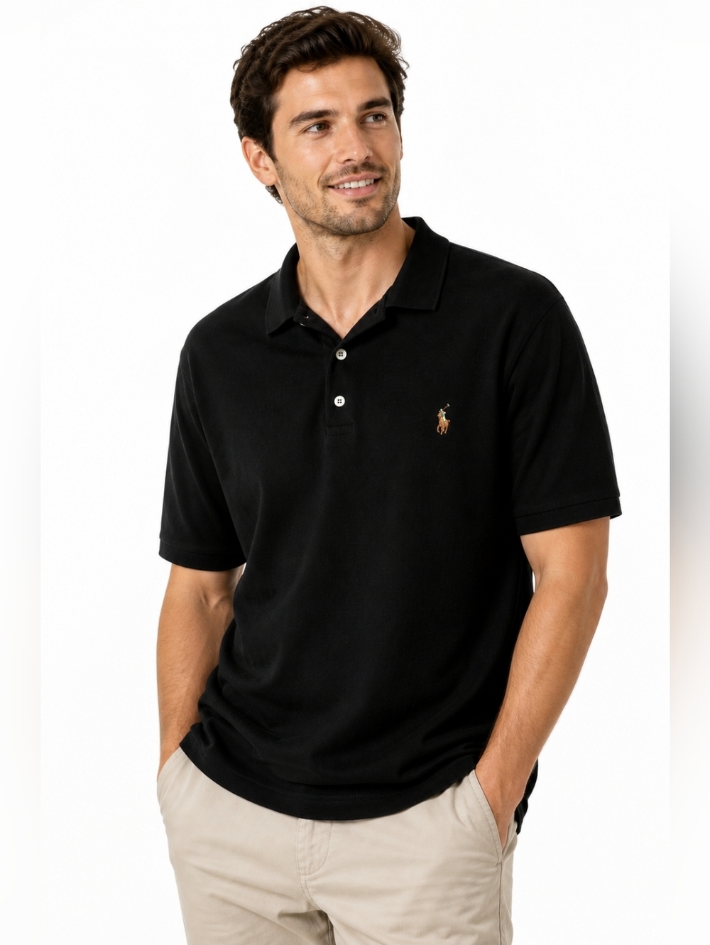 Polo Ralph Lauren Black Classic Fit Polo Shirt XL Men’s Cotton Preppy